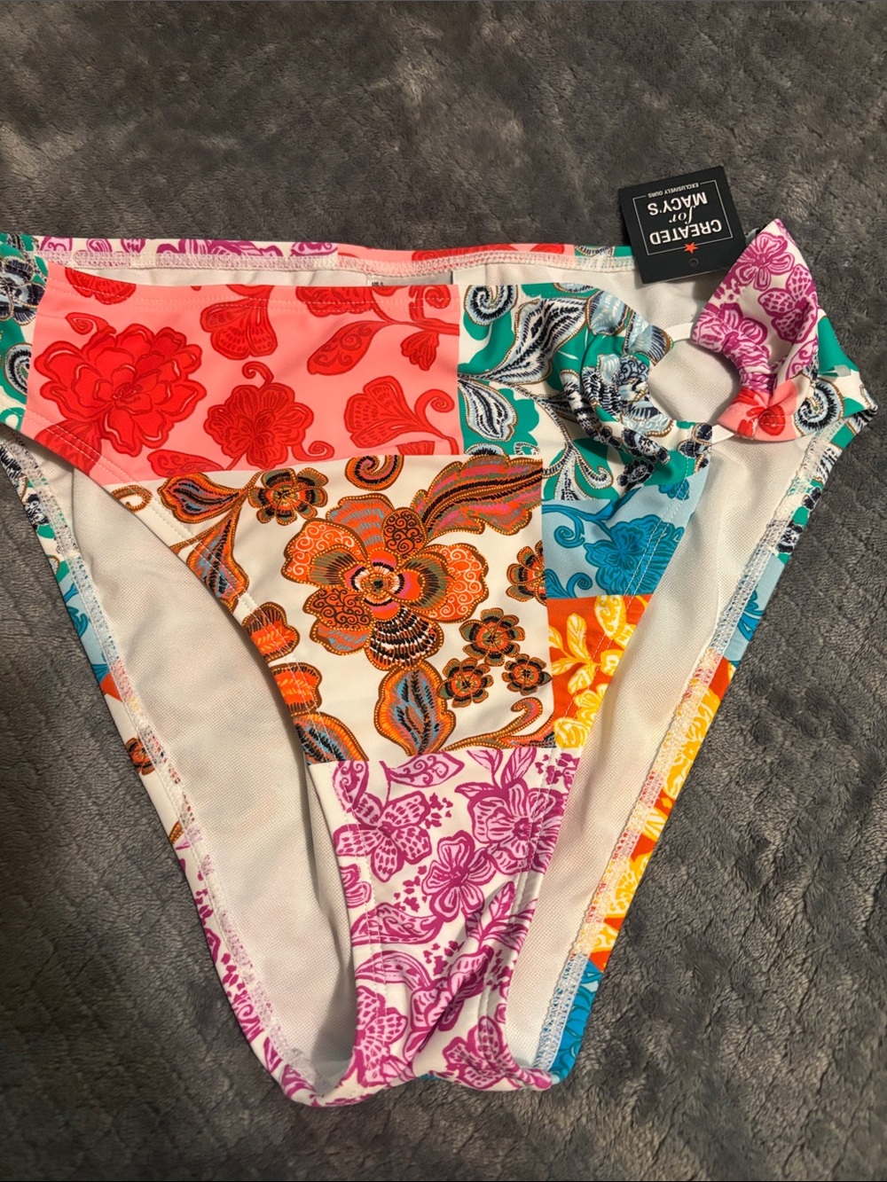 Bar III Women's Beachside Boheme O-Ring-Side High-Leg Bikini Bottoms